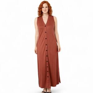 KIKONANA Women's Maxi Dress Small Polyester Spandex Flowy Burnt Orange